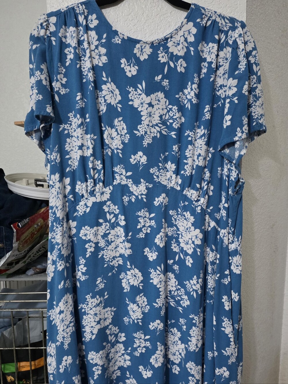 Old Navy Blue and White Floral Midi Dress